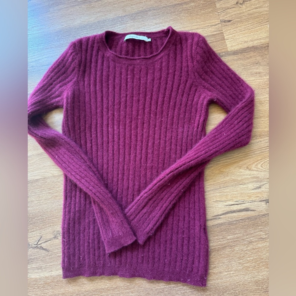 Harper Lane Rich Burgundy 100% Cashmere Knit Sweater Size Medium